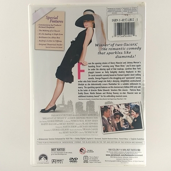 Breakfast at Tiffany's Anniversary Edition DVD, Audrey Hepburn, George P… - Picture 5 of 14
